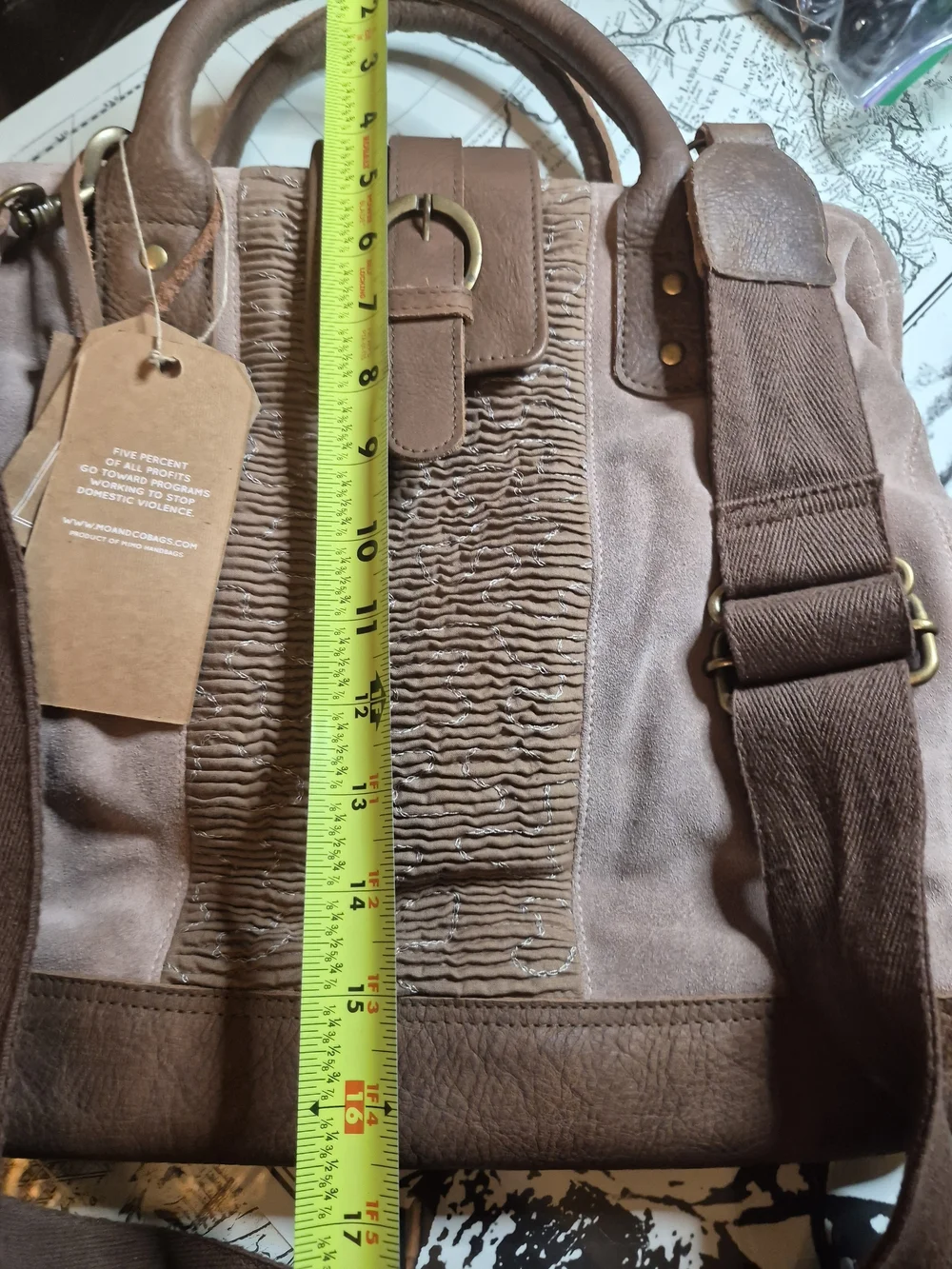 Anthropologie Two-Tone Brown Messenger Satchel